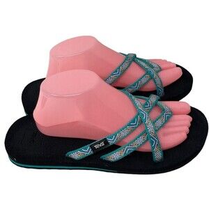 Teva Mush Women's Size 11 Turquoise Blue S/N 6840B Cross Strap Sandals